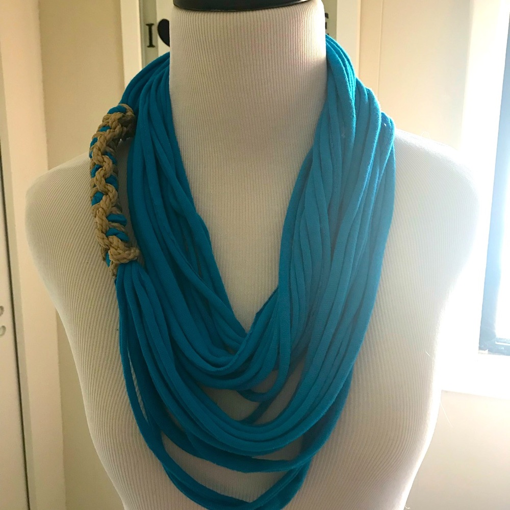 Handmade t-shirt scarf.